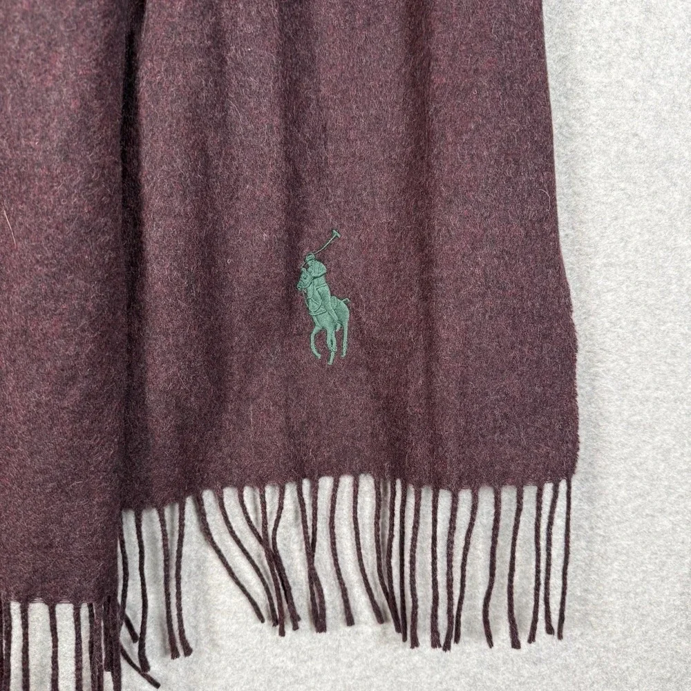 Polo Ralph Lauren Scarf Vintage 90s Maroon Lambs Wool Big Pony